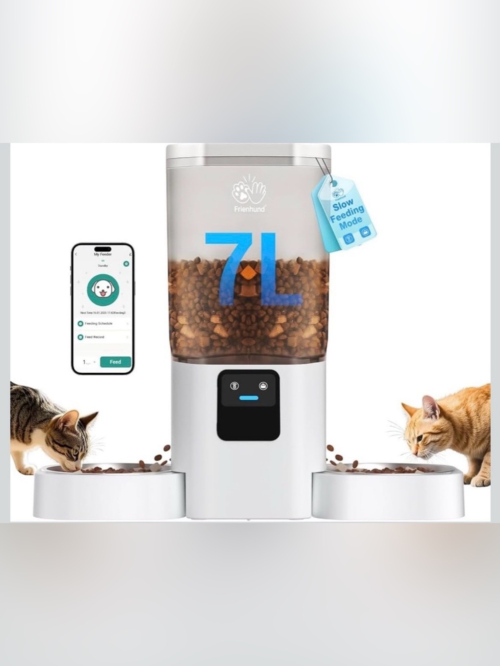 Frienhund Automatic Cat Feeder 2 Cats with Slow Feed: Dual Automatic Dog Feeder